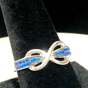 Estate Sterling Silver and Blue Stone Infinity Ring size 9.25 Pre-🖤 4.21g